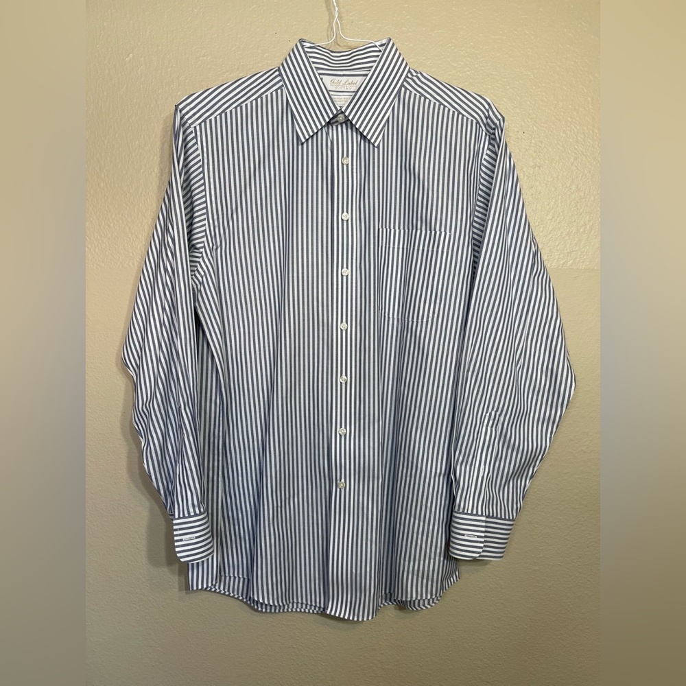 Roundtree&Yorke Gold Label Men’s Shirt 15.5 34 Blue White